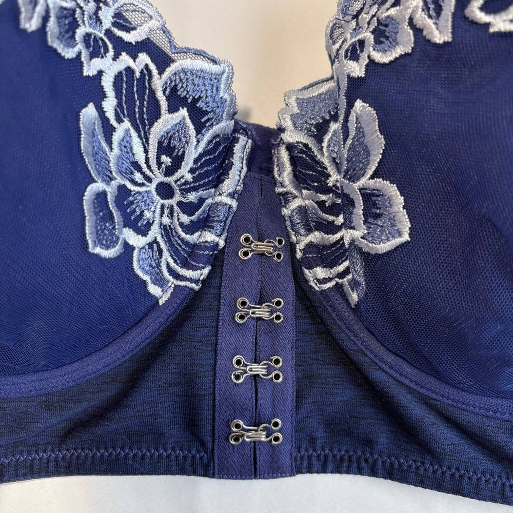 Adore ME Britta Dark Blue Floral Lace Contour Demi Longline Bra 36DDD - Picture 8 of 12